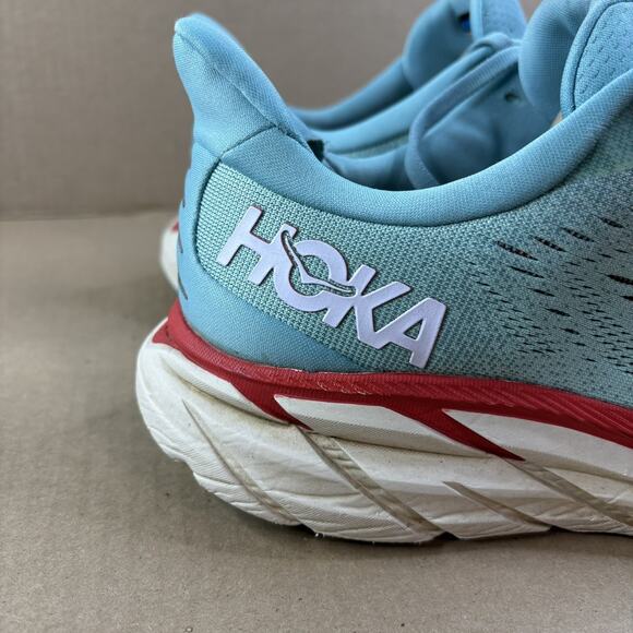 Hoka One One Clifton 8 Womens Size 9 Blue Red Walking Running Shoes Sneakers - Picture 10 of 12